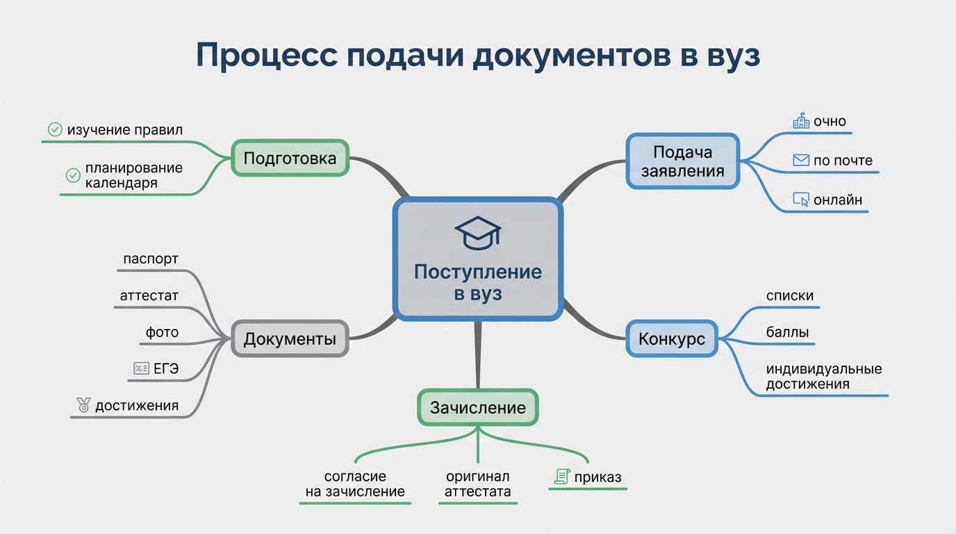 Процесс подачи документов в вуз